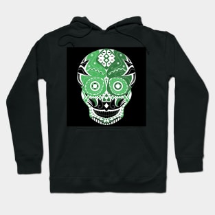 skull mania ecopop tribal mexican art in green Hoodie